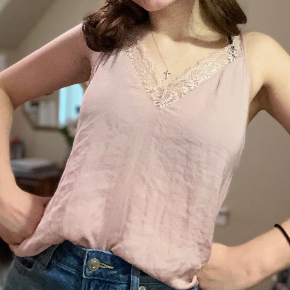 Light Pink Silk and Lace Cami